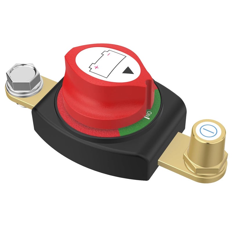 cnaodun Side Post Battery Disconnect Switch, Battery Cut Off Switch with Top Post Negative12-48V Heavy Duty Shut Off for Car RV Boat and Vehicle(On/Off) - Image 1